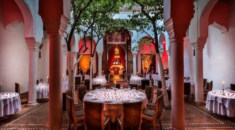 Dar Zellij traditional Moroccan restaurant with ornate zellige tiles and rooftop terrace in Marrakech