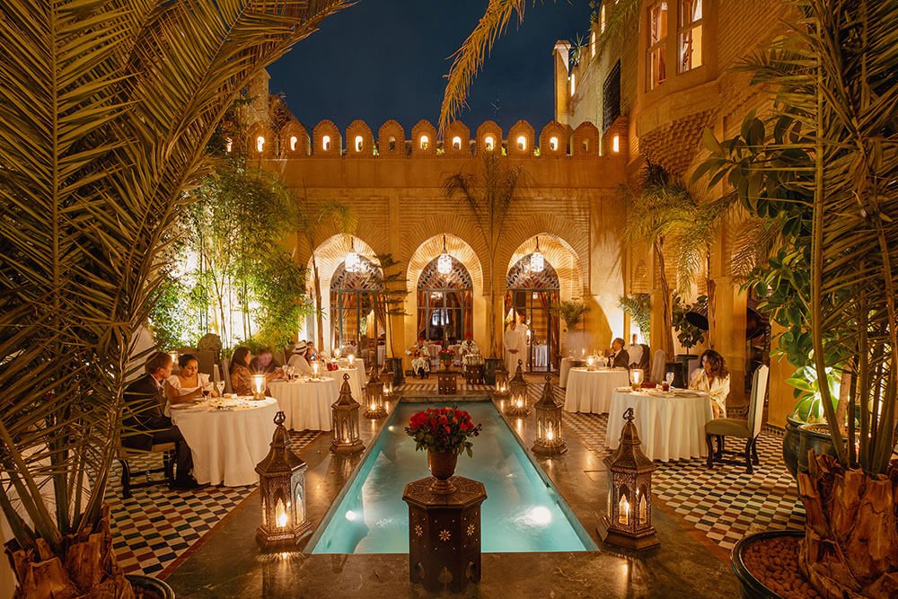 Dar Yacout traditional Moroccan restaurant interior in Marrakech