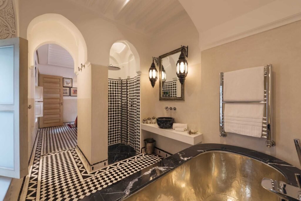 Serene spa and hammam at Riad Farnatchi Marrakech with minimalist luxury design