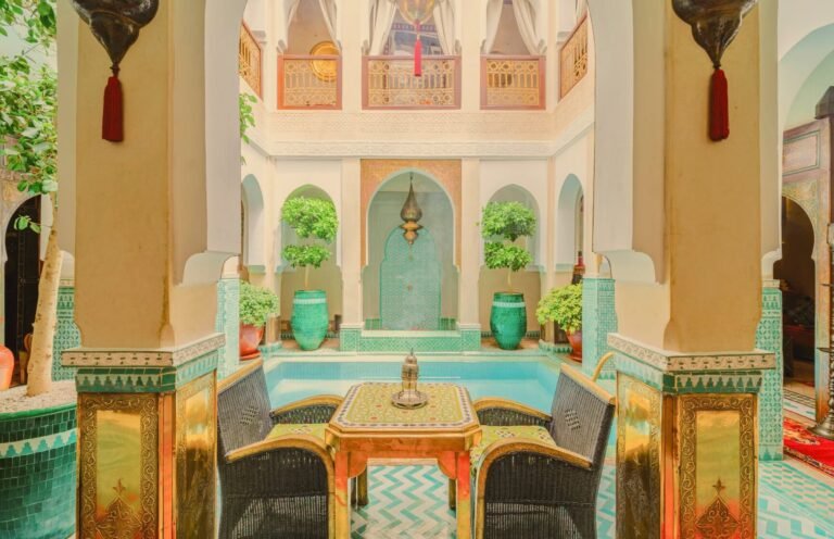 Riad Hikaya Marrakech serene courtyard with pool and elegant modern Moroccan design