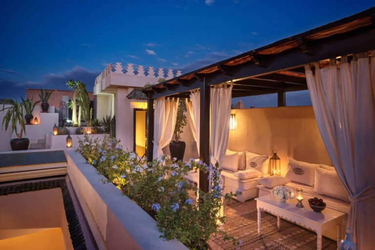Riad Kheirredine Marrakech rooftop terrace with pool and traditional Moroccan courtyard