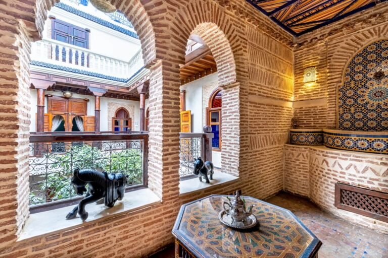 First-floor terrace at Maipa Boutique Riad with elegant contemporary Moroccan style