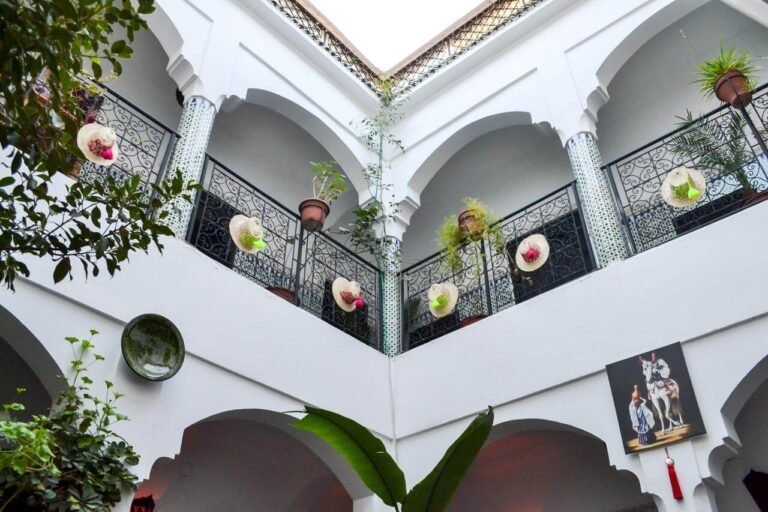 Riad Sijane courtyard with traditional Moroccan decor and cozy budget rooms in Marrakech Medina
