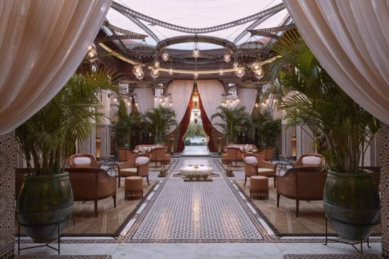 Royal Mansour Marrakech courtyard with fountain and traditional Moroccan architecture
