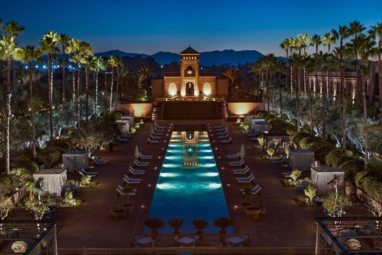 Selman Marrakech luxury hotel with grand pool and Arabian horse stables in Marrakech