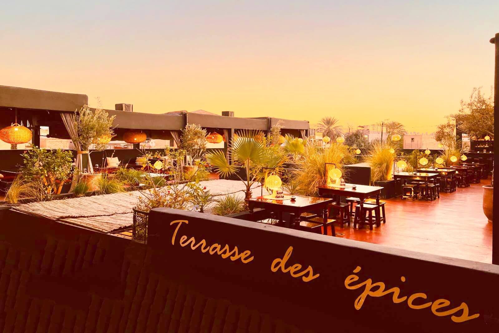 Terrasse des Epices Marrakech rooftop restaurant with views over the Medina souks