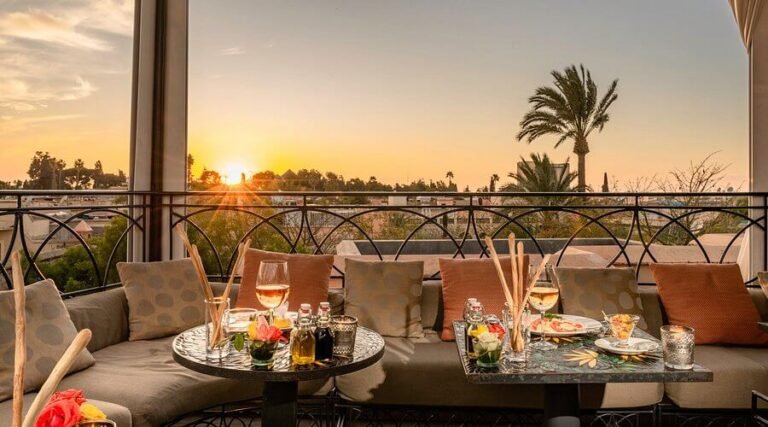 Cafe Arabe Marrakech rooftop terrace with Moroccan and Italian cuisine in the Medina