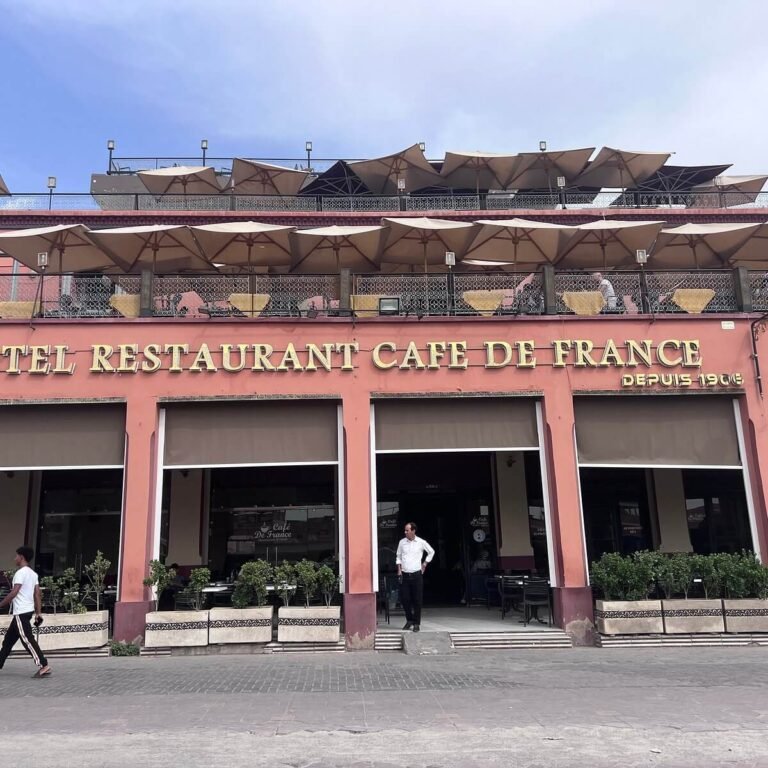 Cafe de France Marrakech rooftop terrace overlooking Jemaa el Fna square