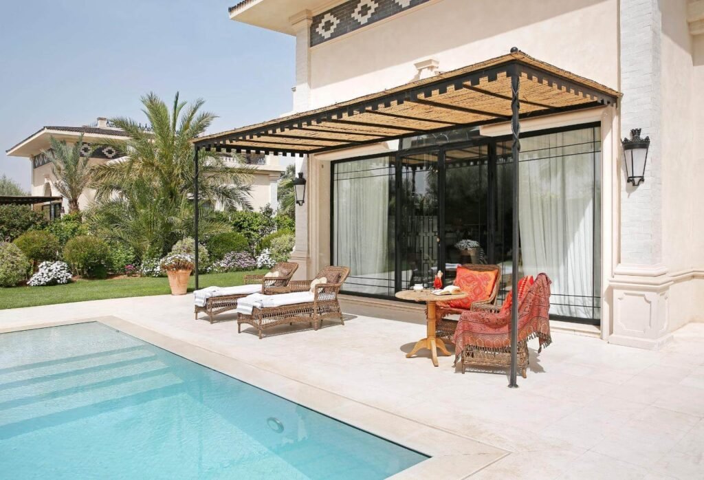Pavillon privé avec jardin et piscine au Palais Ronsard à Marrakech.