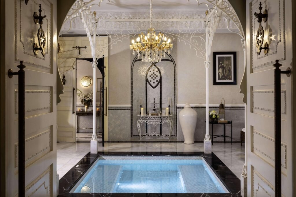 Espace spa et hammam propice à la détente au Palais Ronsard à Marrakech.