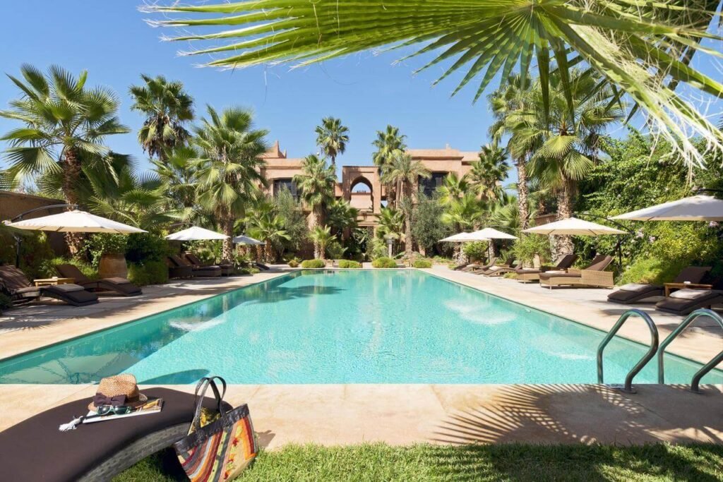 Private villa with its own swimming pool and garden at Tigmiza Boutique Hotel & Spa in Marrakech.